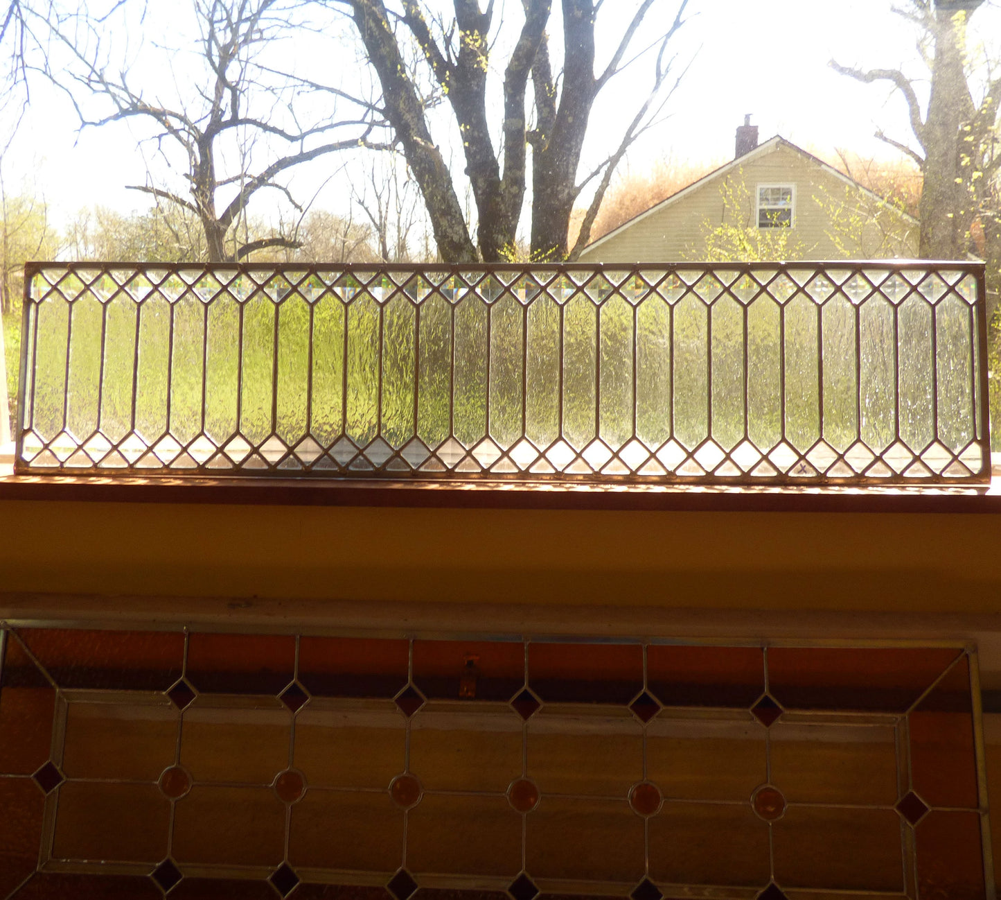 Stained Glass Transom - Privacy Trellis Venetian Transom