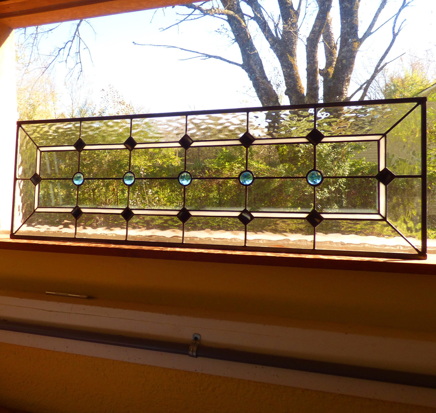 Stained Glass Sidelight or Transom - Vintage Style Sidelights - Black, White, Clear