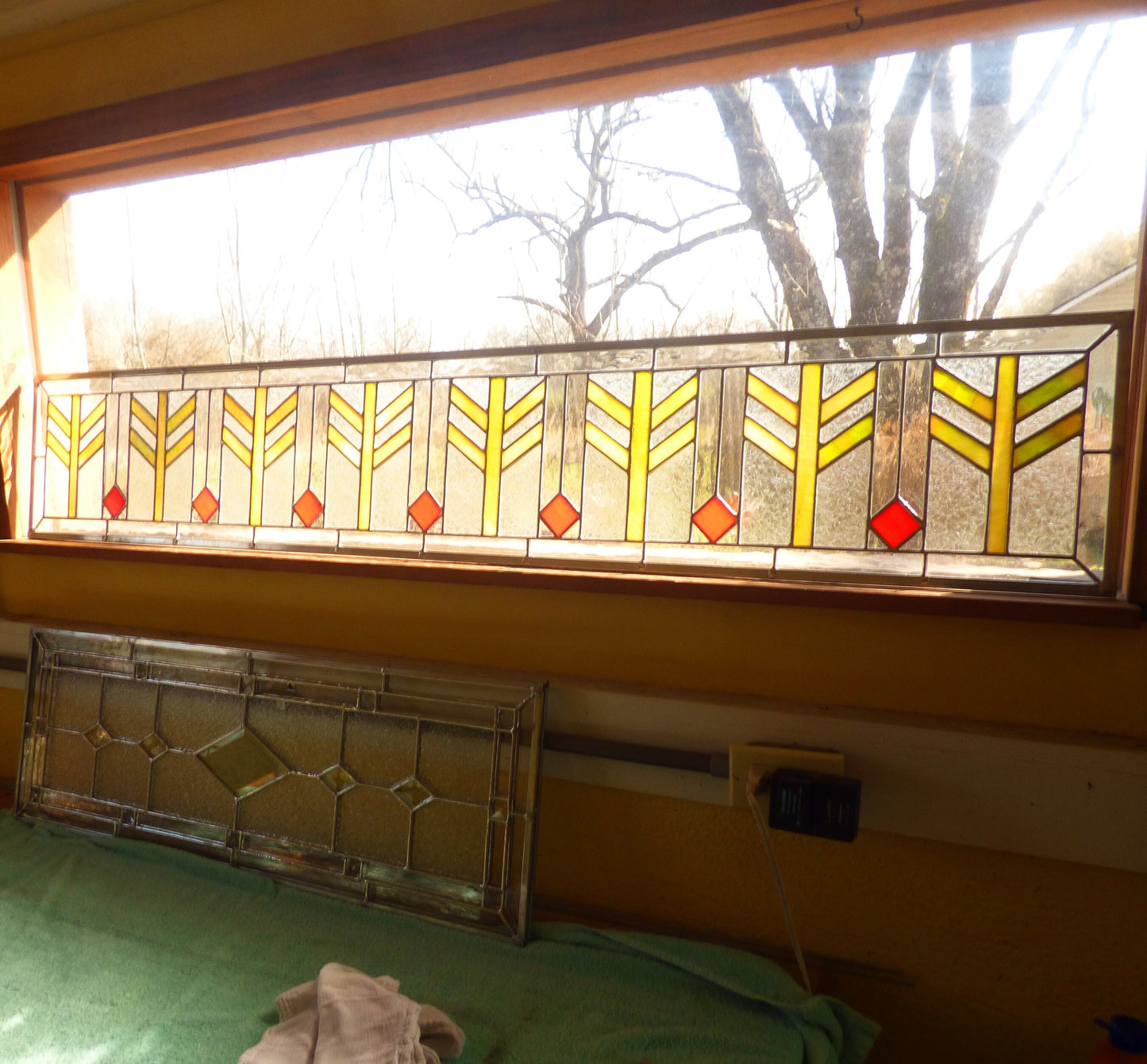 Stained Glass Transom or Sidelight - Wheat Transom in Color