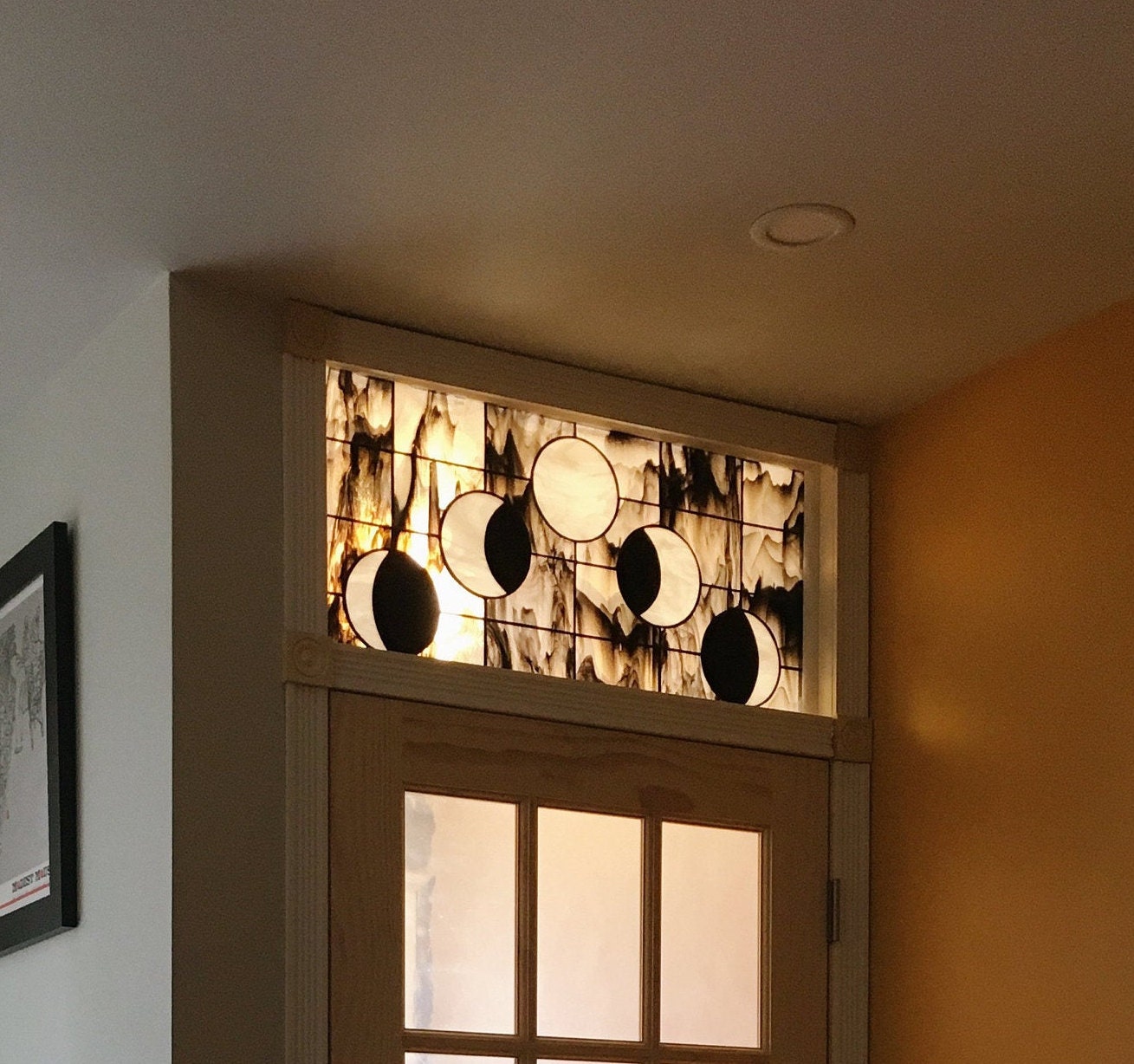 Stained Glass Transom or Sidelight - Celestial Moon Phase