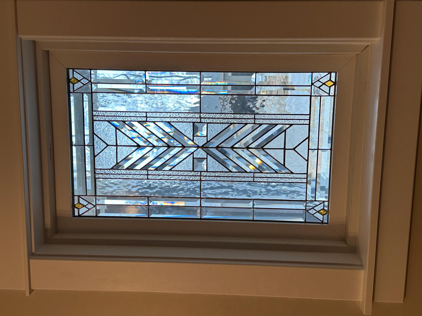 Stained Glass Bevel Transom, Sidelight or Window - FLW Altered Design