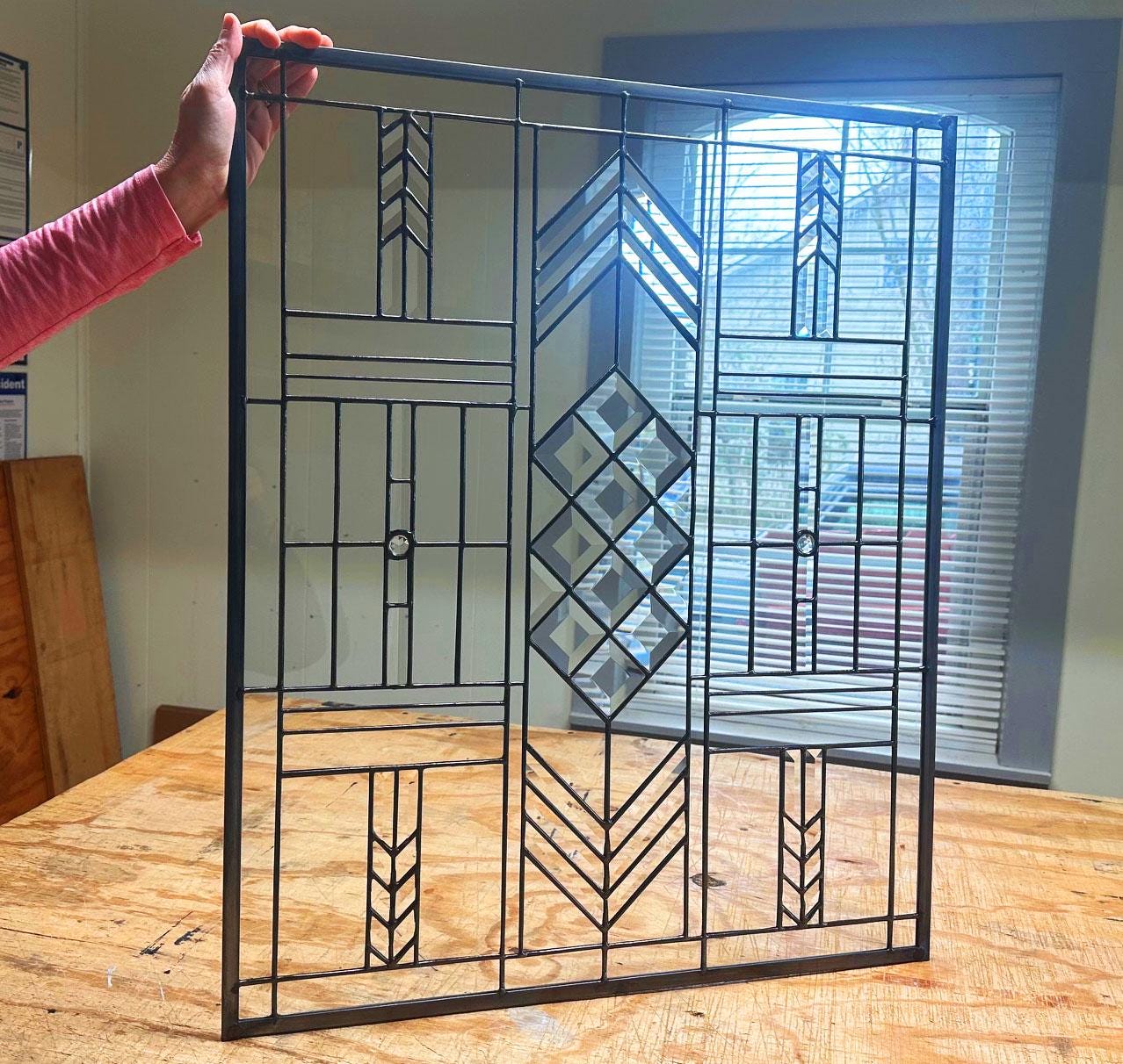 Stained Glass Bevel Transom, Sidelight or Window - FLW Altered Design
