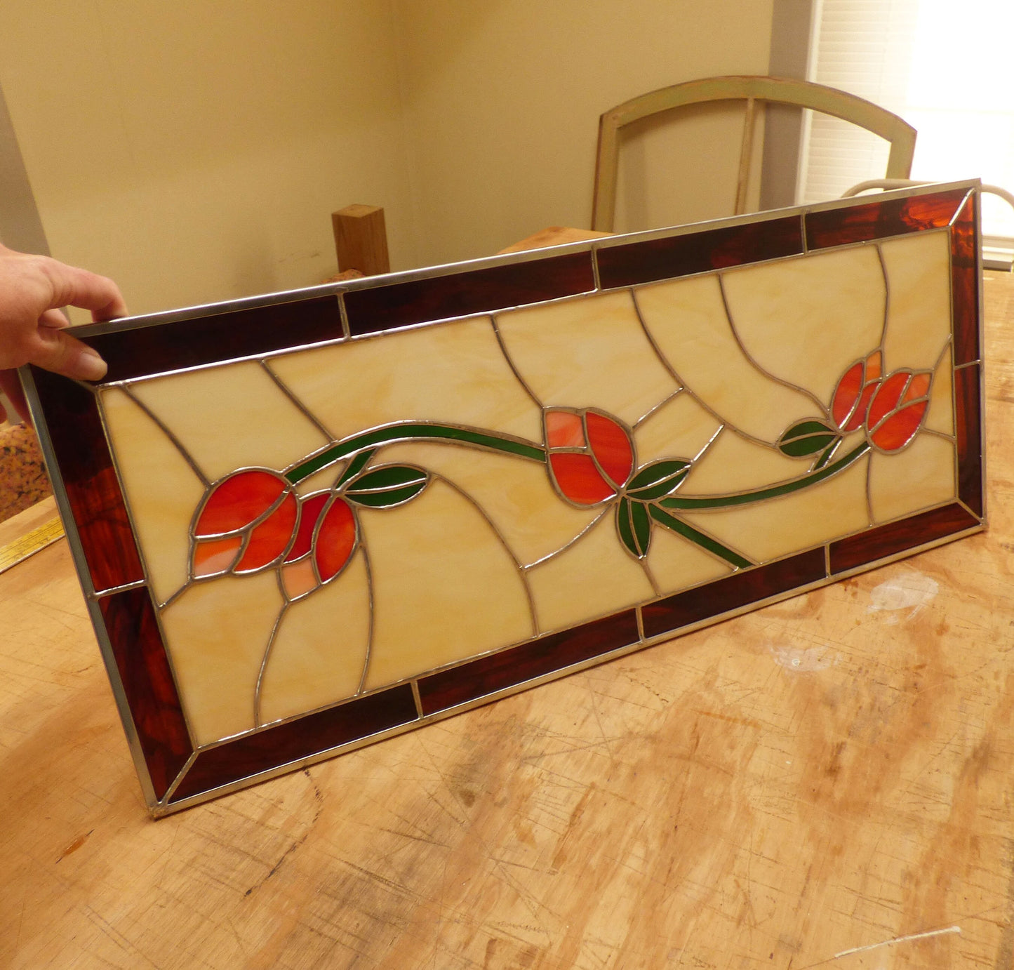 Stained Glass Panel Transom or Sidelight - Tulip Panel