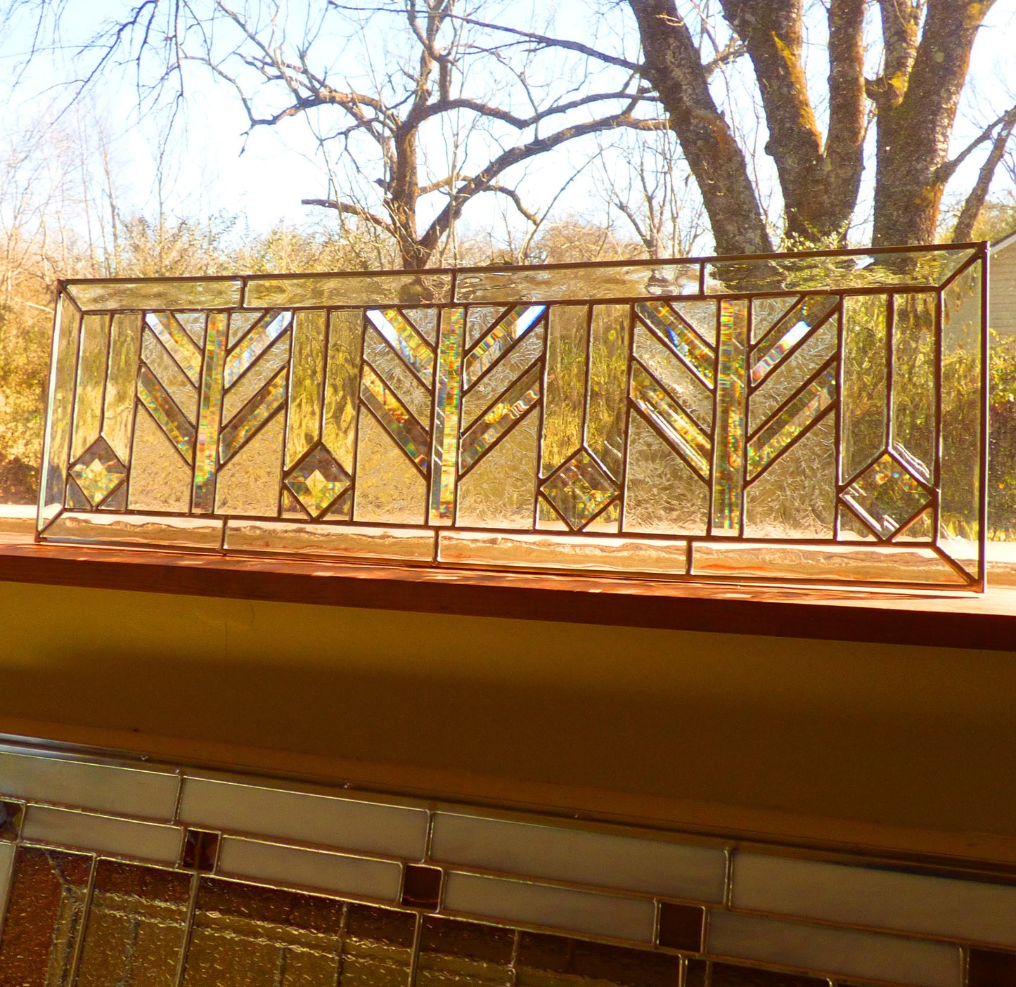 Stained Glass Transom - Wheat Transom with Address