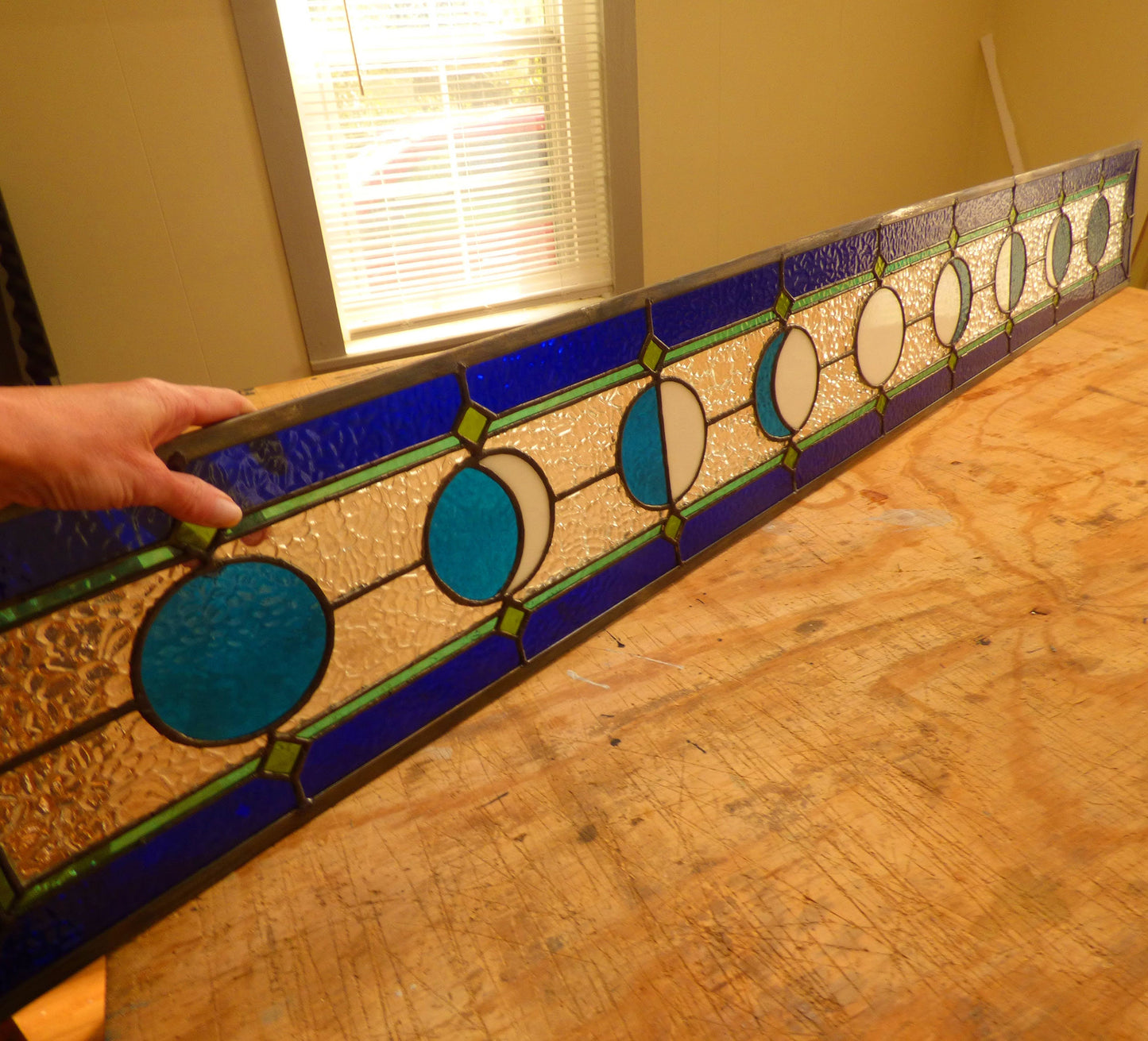 Stained Glass Transom, Sidelight or Suncatcher - Celestial Moon Phase