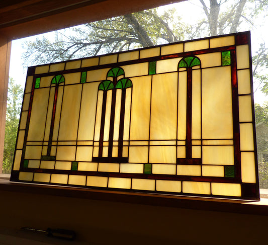 Custom Stained Glass Panel - Transom - Victorian Palm