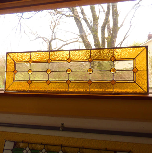 Stained Glass Transom or Sidelights - Vintage Style Window - Amber Victorian