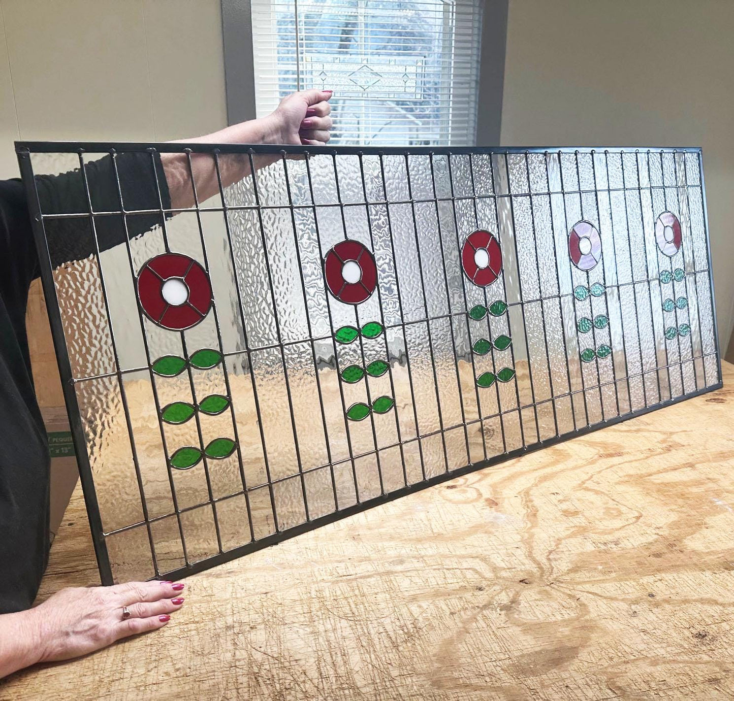 Stained Glass Transom - Vintage Flower Stained Glass Transom