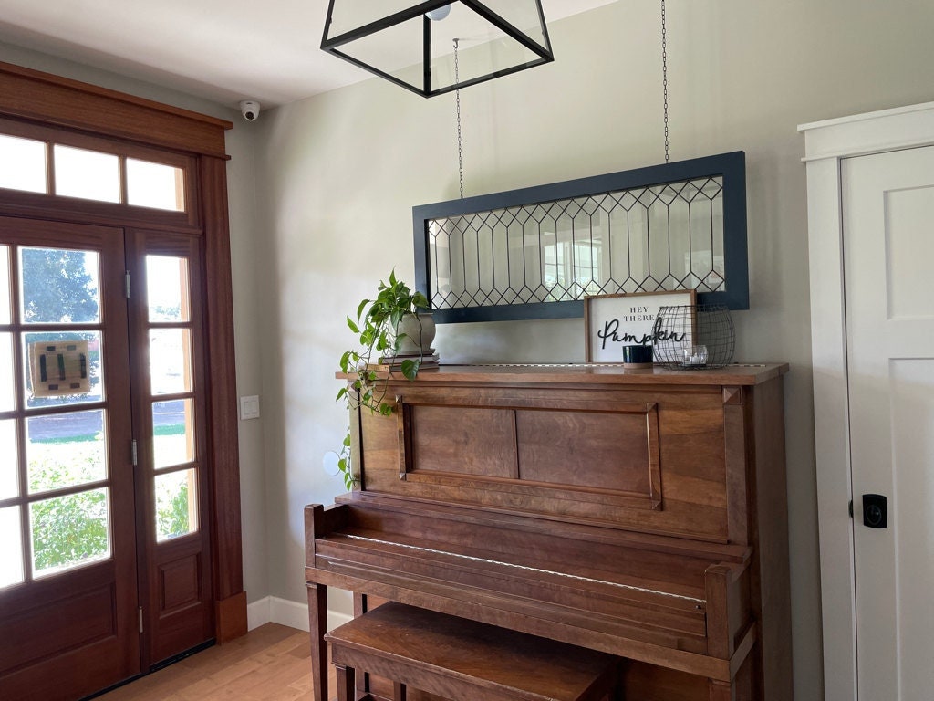 PRE-MADE and ready to SHIP! Stained Glass Transom - Trellis Transom with Border