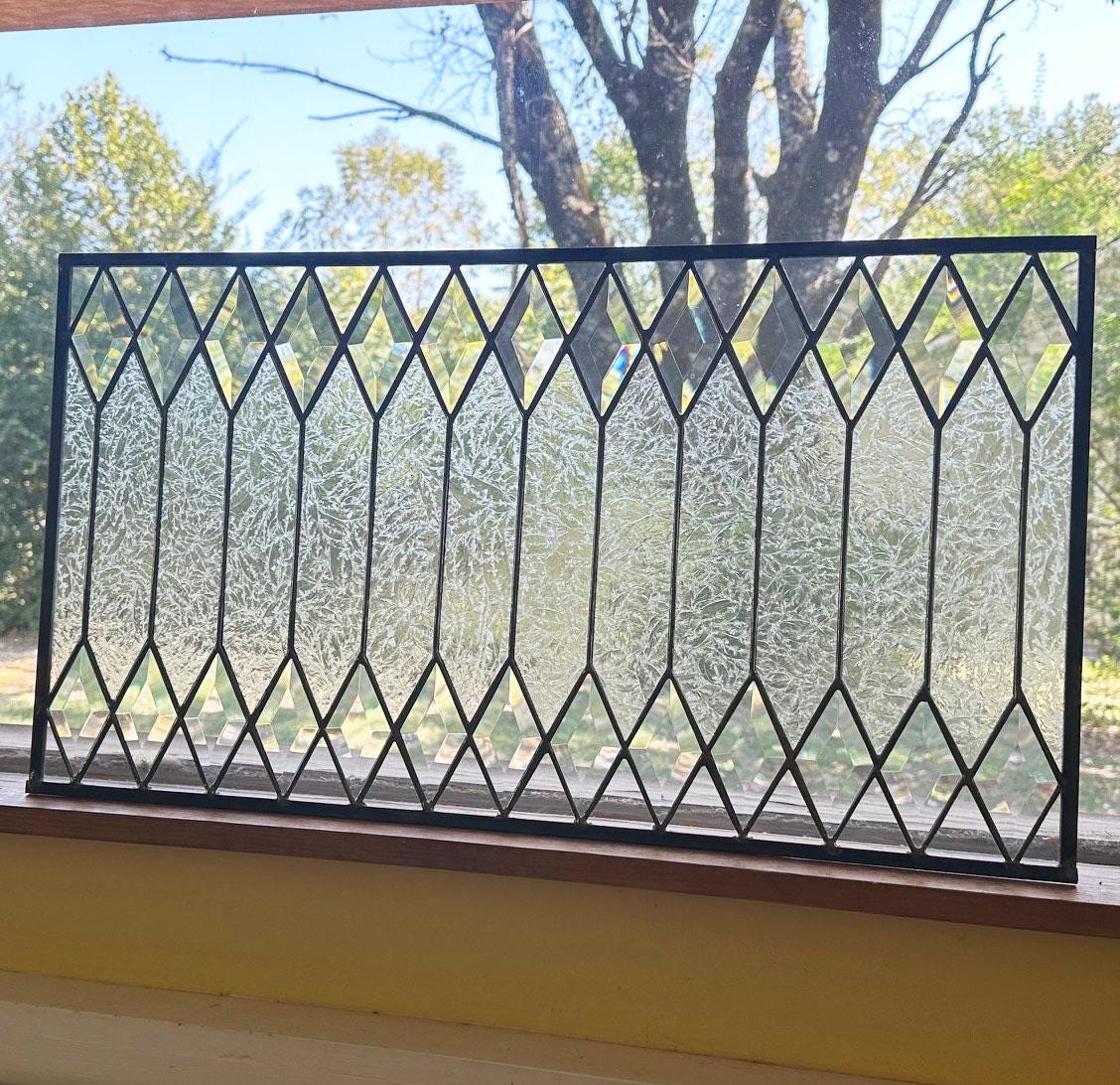 Stained Glass Transom - Diamond Privacy Trellis Transom