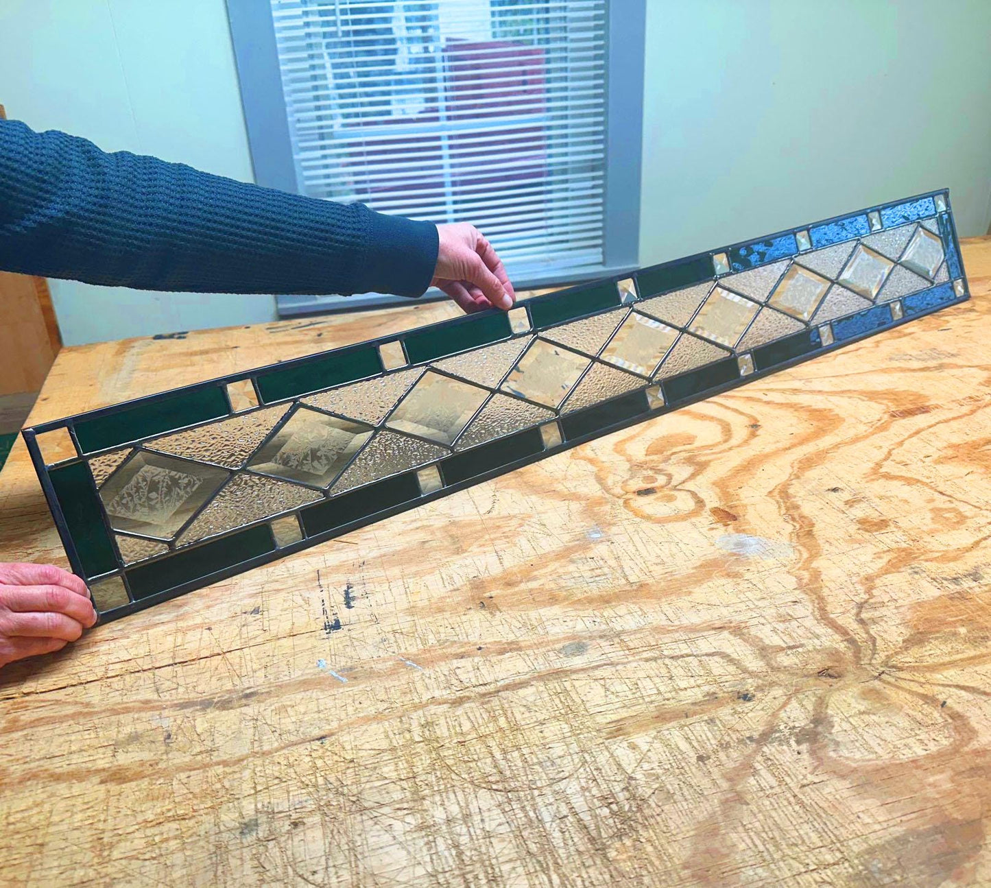 Stained Glass Sidelight or Transom - Diamond Victorian Sidelight / Transom