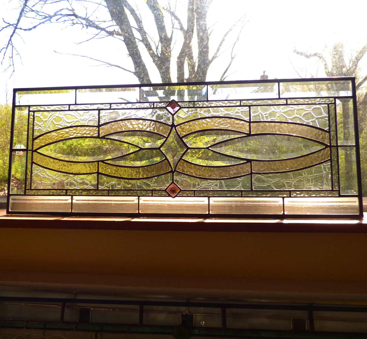 Stained Glass Transom or Sidelight - English Scroll - FREE SHIPPING
