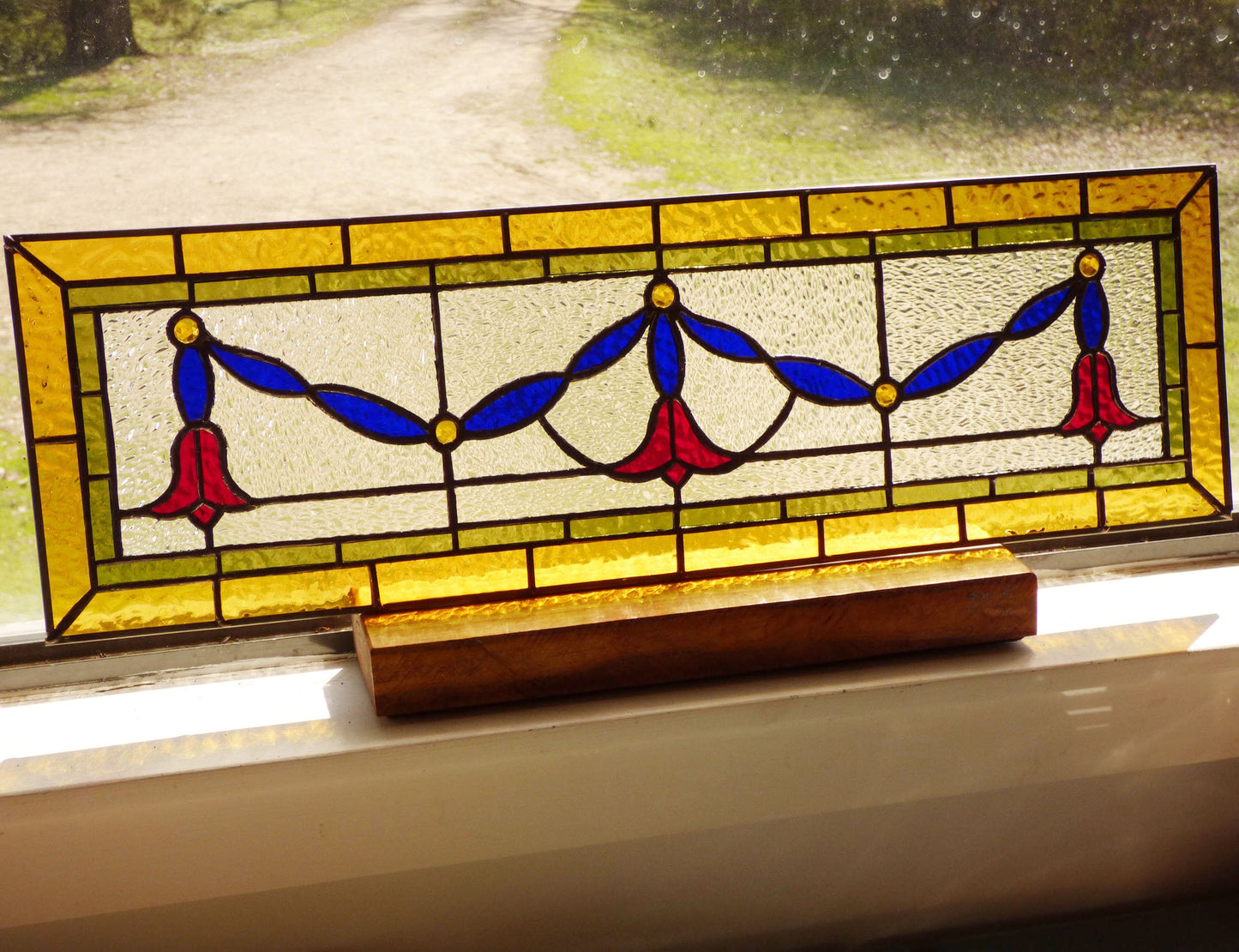 Stained Glass Transom - Victorian Ribbon Transom