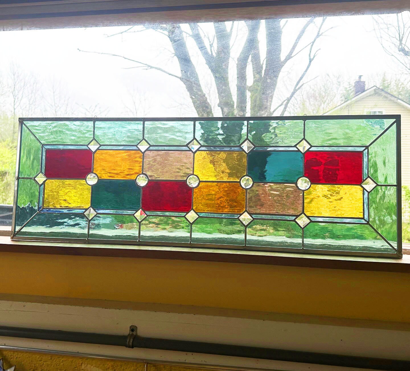Stained Glass Transom or Sidelight - Multi-colored Victorian Transom or Sidelight