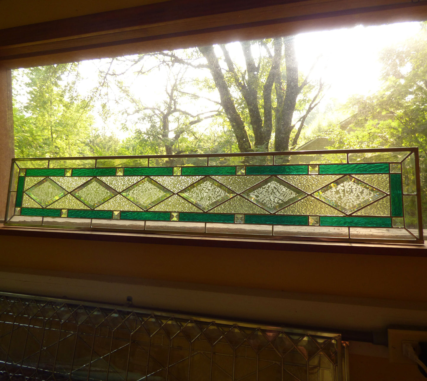 Stained Glass Sidelight or Transom - Diamond Victorian Sidelight / Transom