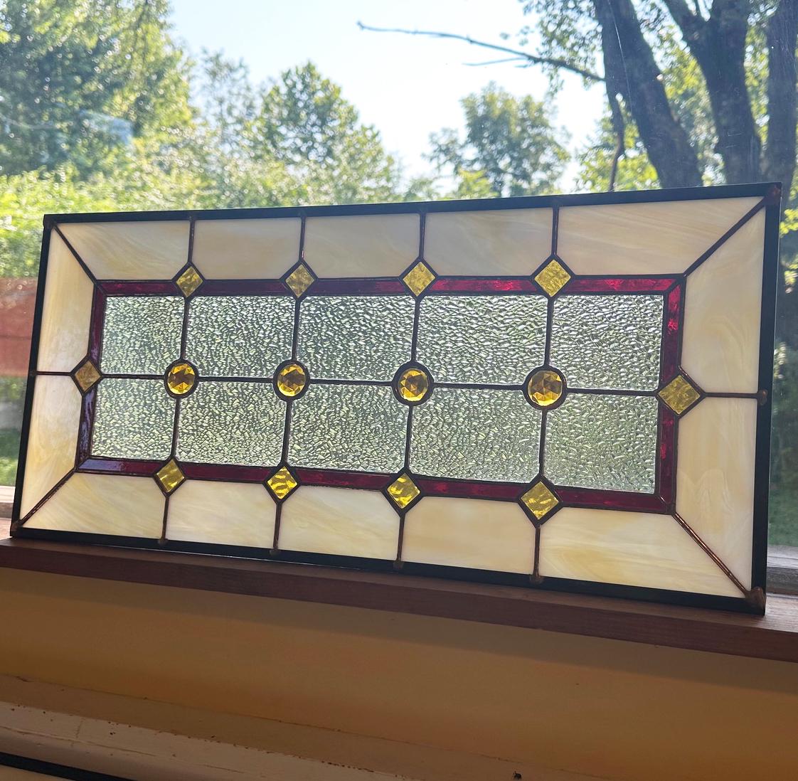 Stained Glass Sidelight or Transom - Vintage Style with Earth Tones