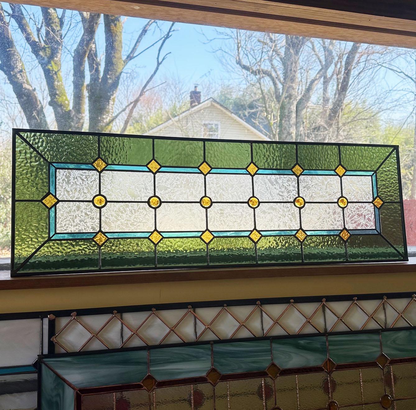 Stained Glass Sidelight or Transom - Vintage Style with Earth Tones
