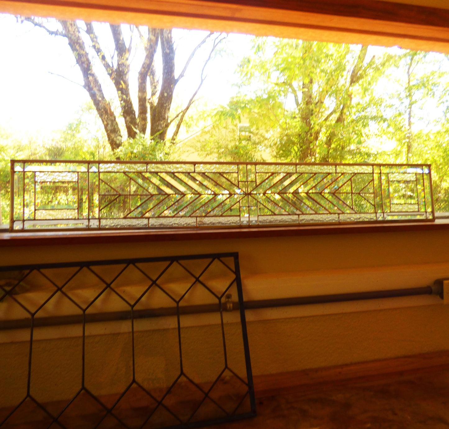 Stained Glass Transom, Sidelight or Window - FLW Altered Design Transom or Sidelight