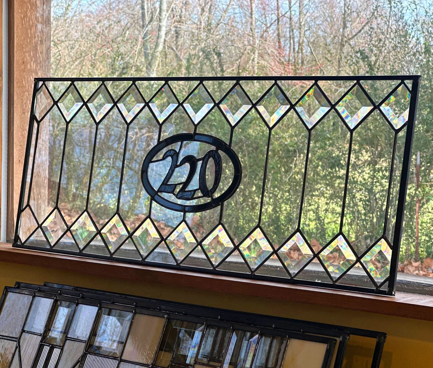 Stained Glass Transom - Address Trellis Transom - FREE SHIPPING