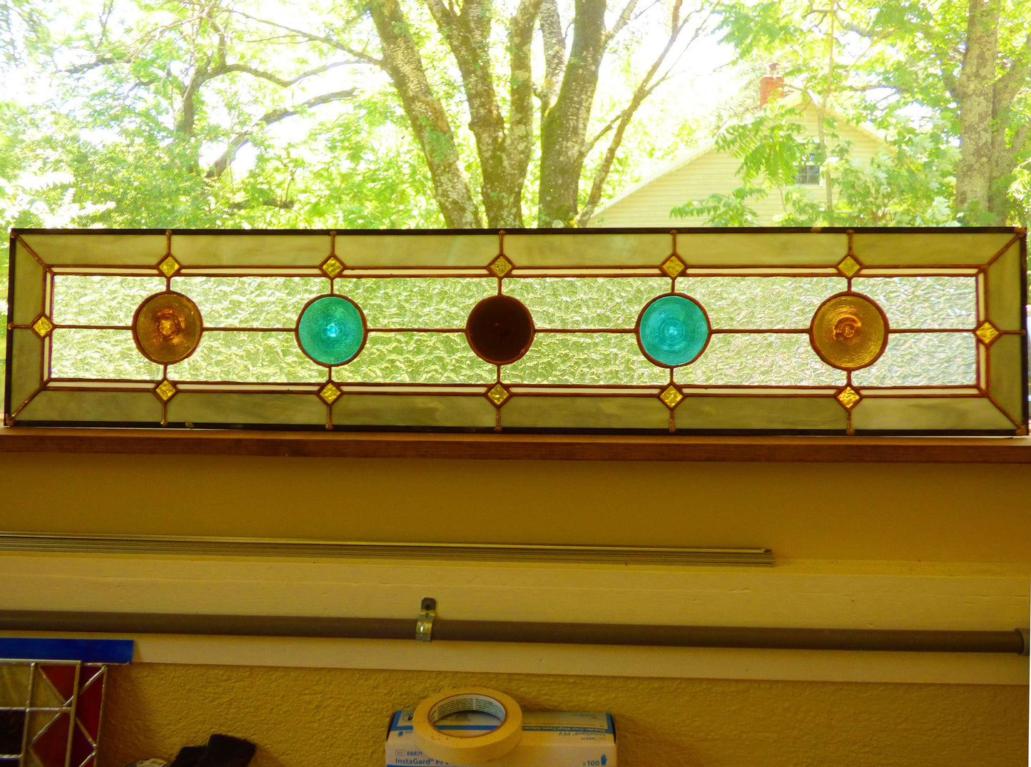 Stained Glass Transom or Sidelight - Rondel Sidelight / Transom / Suncatcher