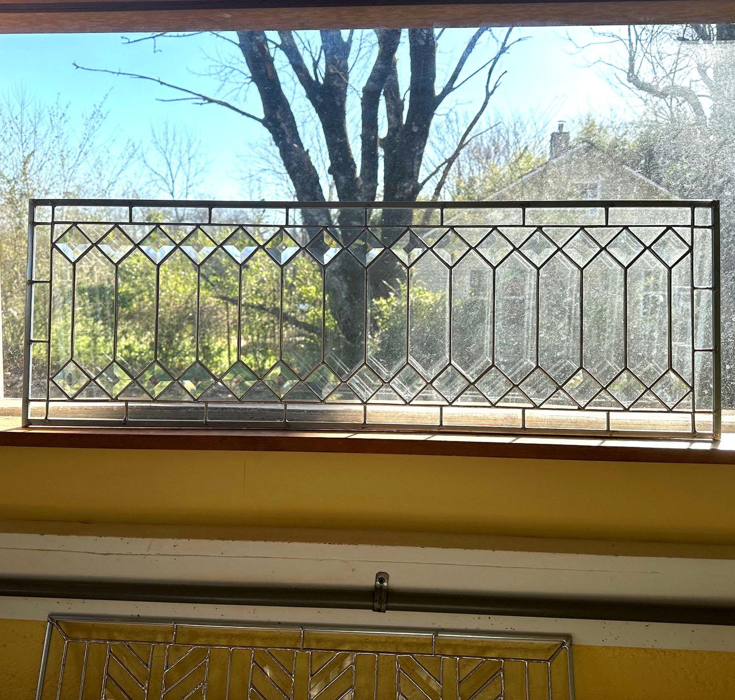 PRE-MADE and ready to SHIP! Stained Glass Transom - Trellis Transom with Border