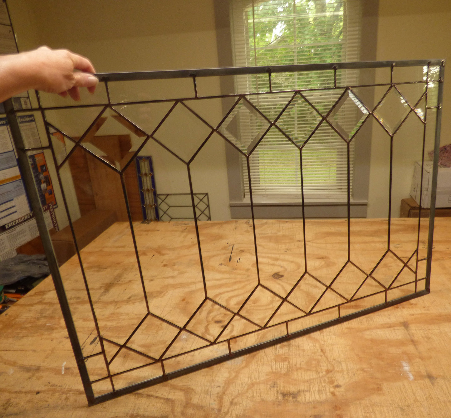 Stained Glass Transom - 3" Trellis Transom with border