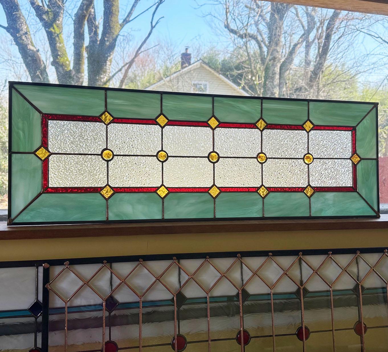 Stained Glass Sidelight or Transom - Vintage Style with Earth Tones