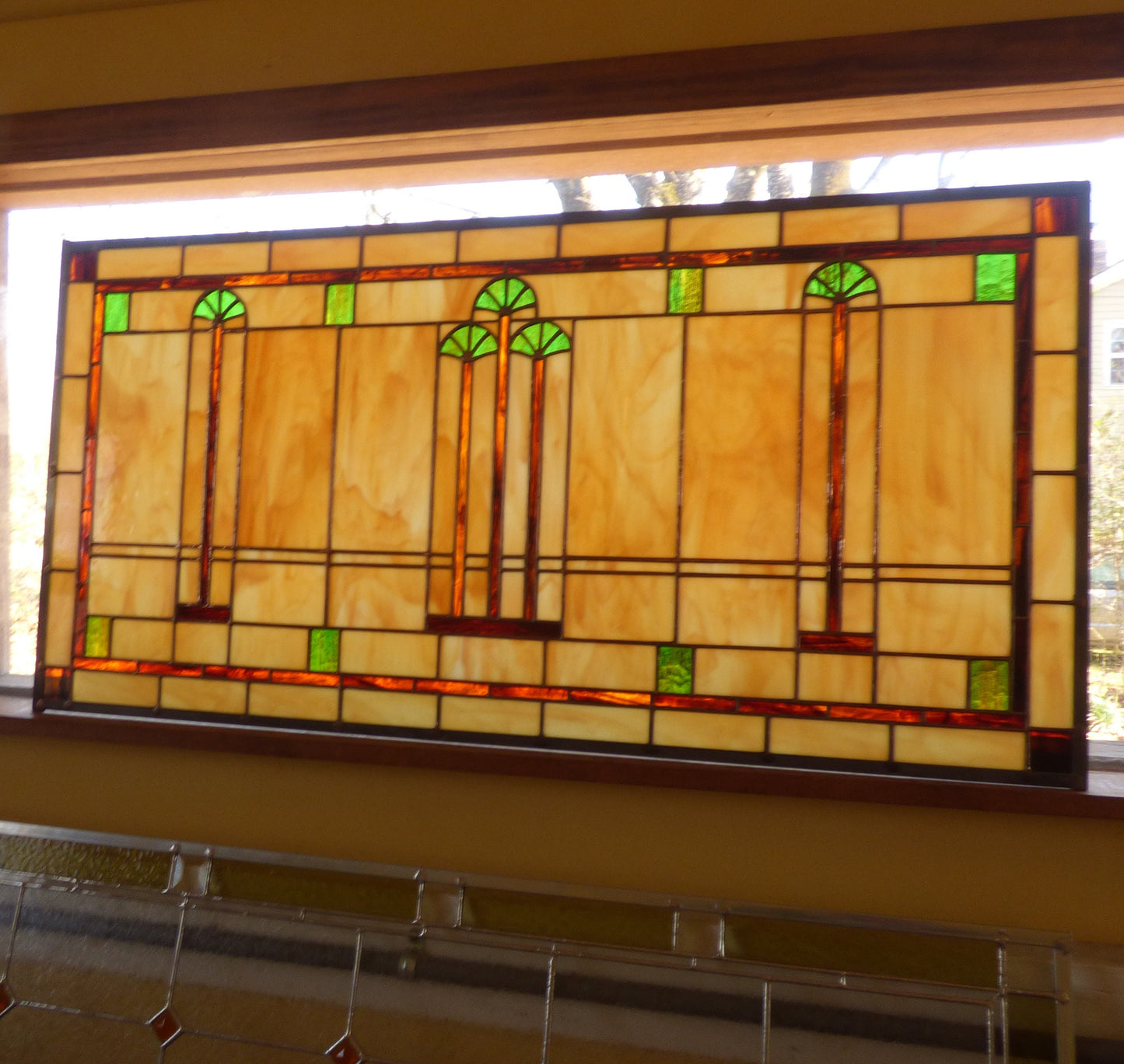 Custom Stained Glass Panel - Transom - Victorian Palm