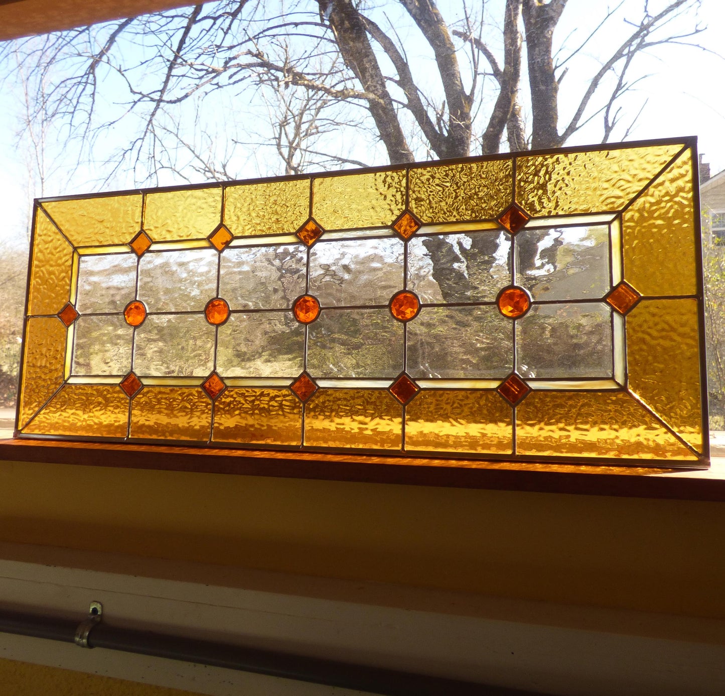 Stained Glass Transom or Sidelights - Vintage Style Window - Amber Victorian