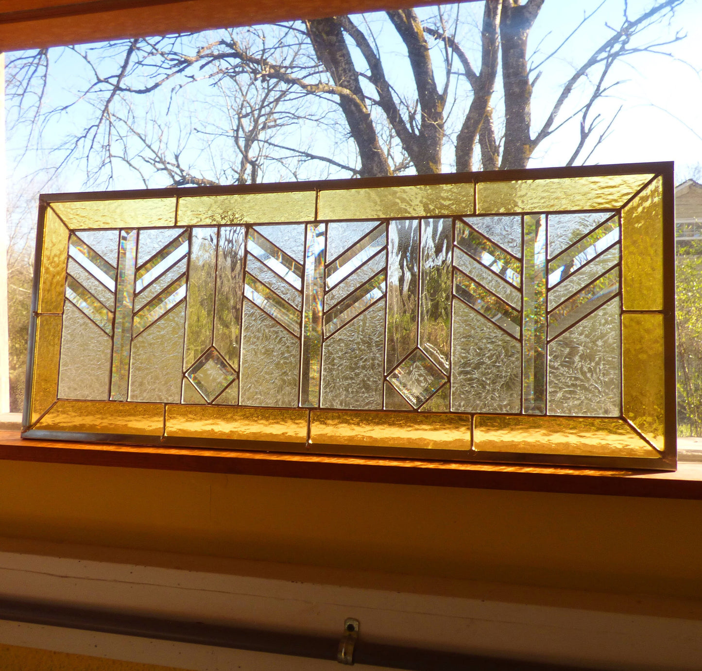 Stained Glass Transom - Wheat Amber Transom