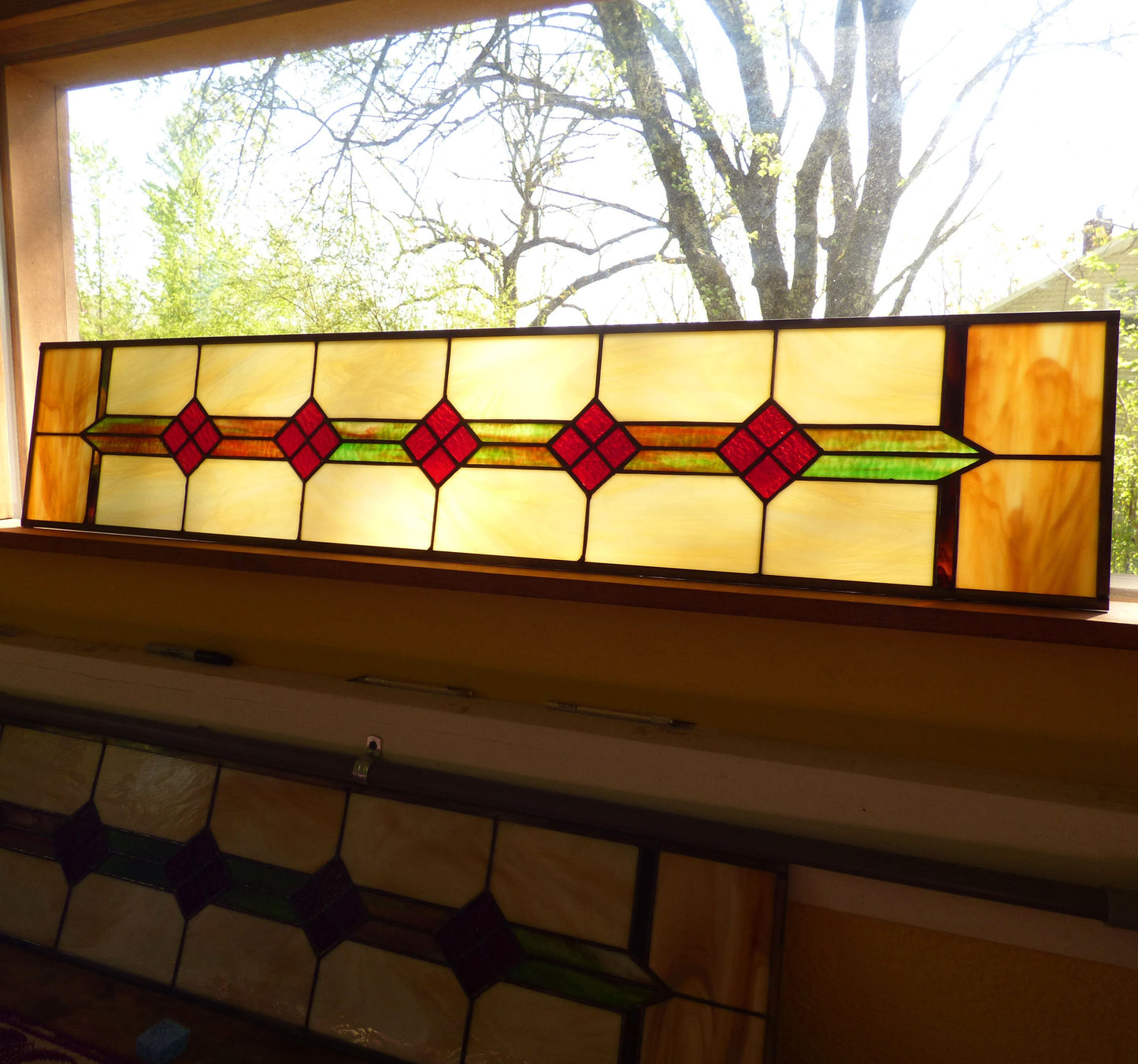 Stained Glass Panel - Old Victorian Sidelight / Transom