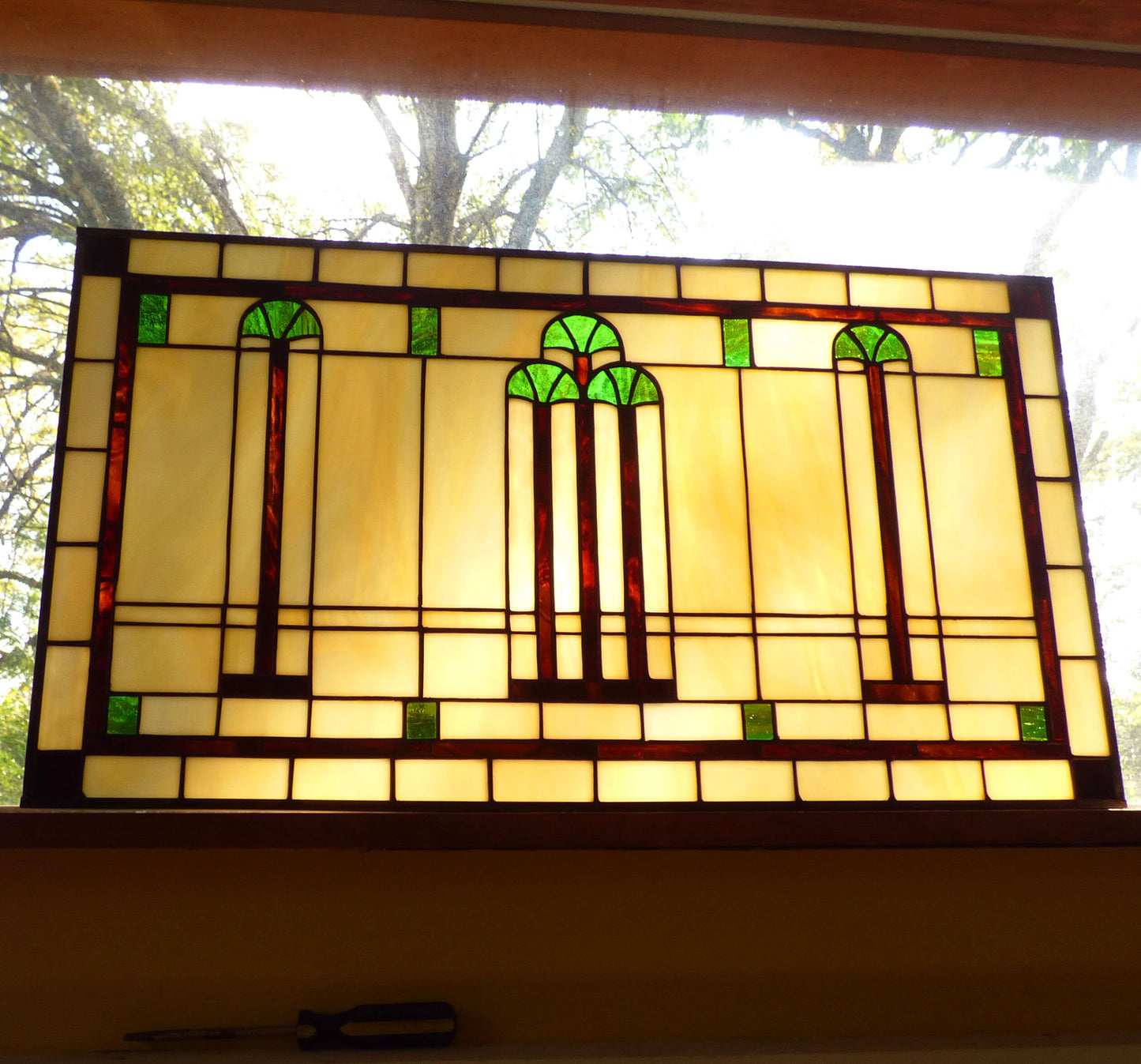 Custom Stained Glass Panel - Transom - Victorian Palm