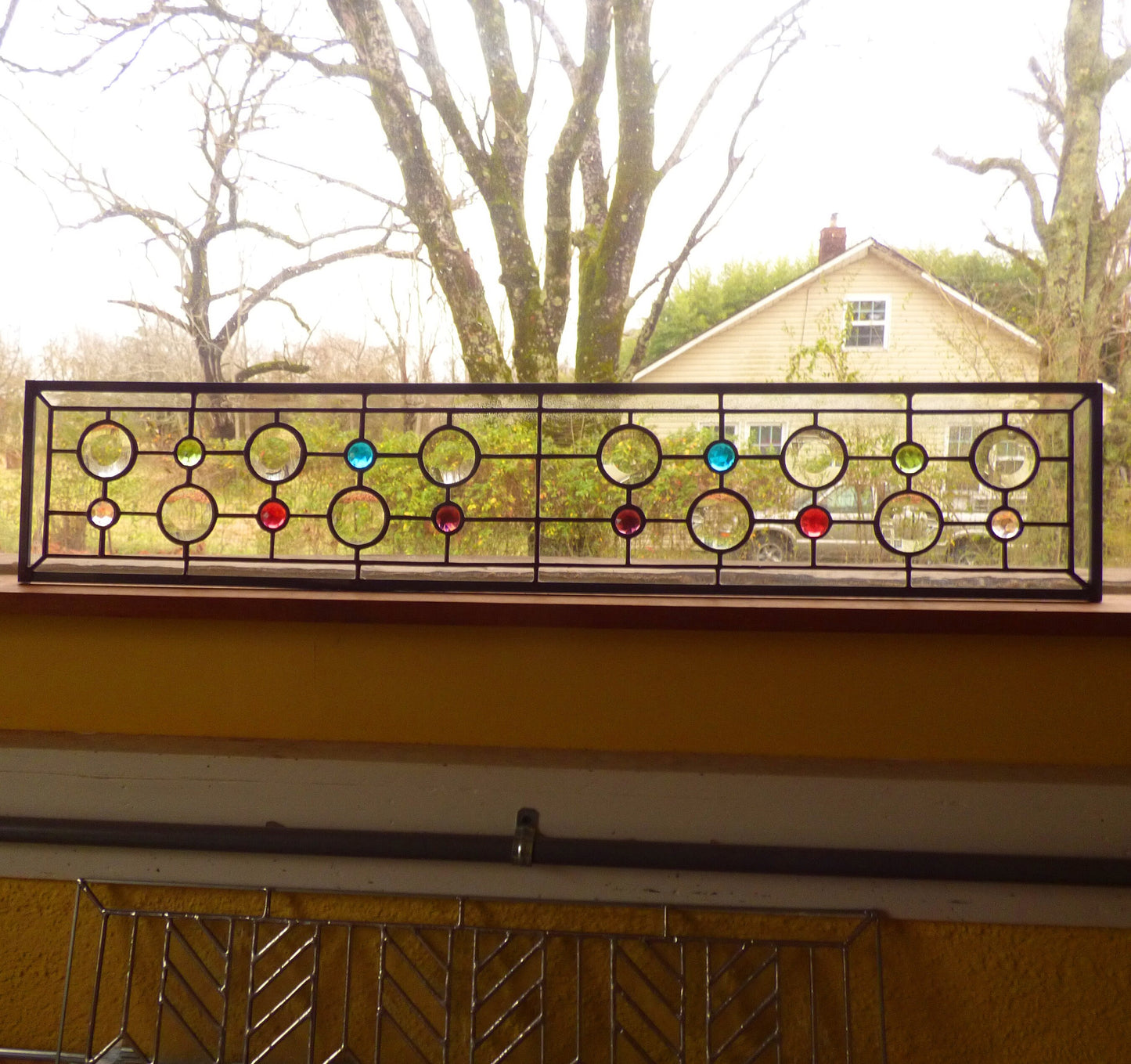 Stained Glass Sidelight / Transom - Circle and Jewel Panel