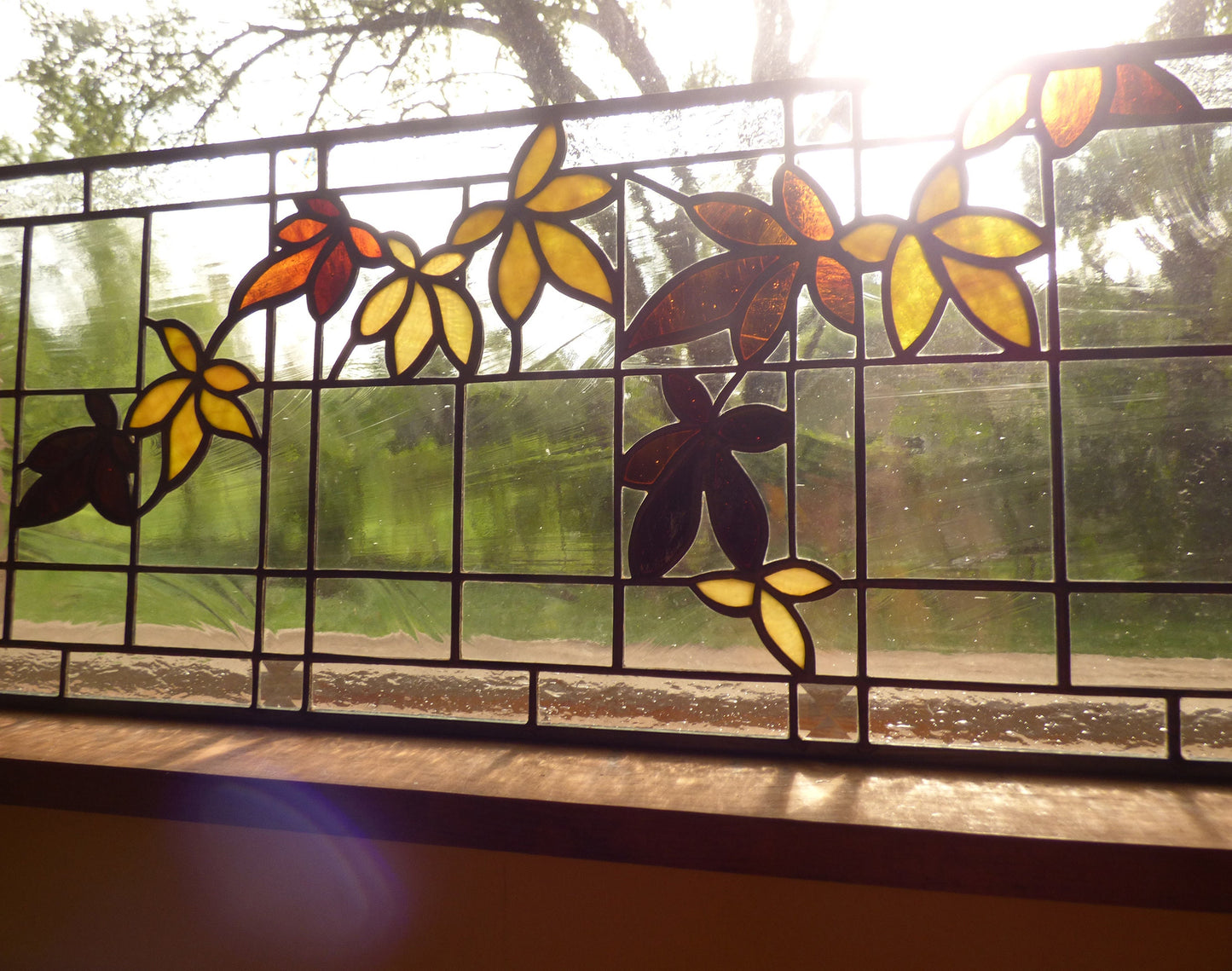 Stained Glass Transom or Sidelight - Baroque Leaf Transom or Sidelight