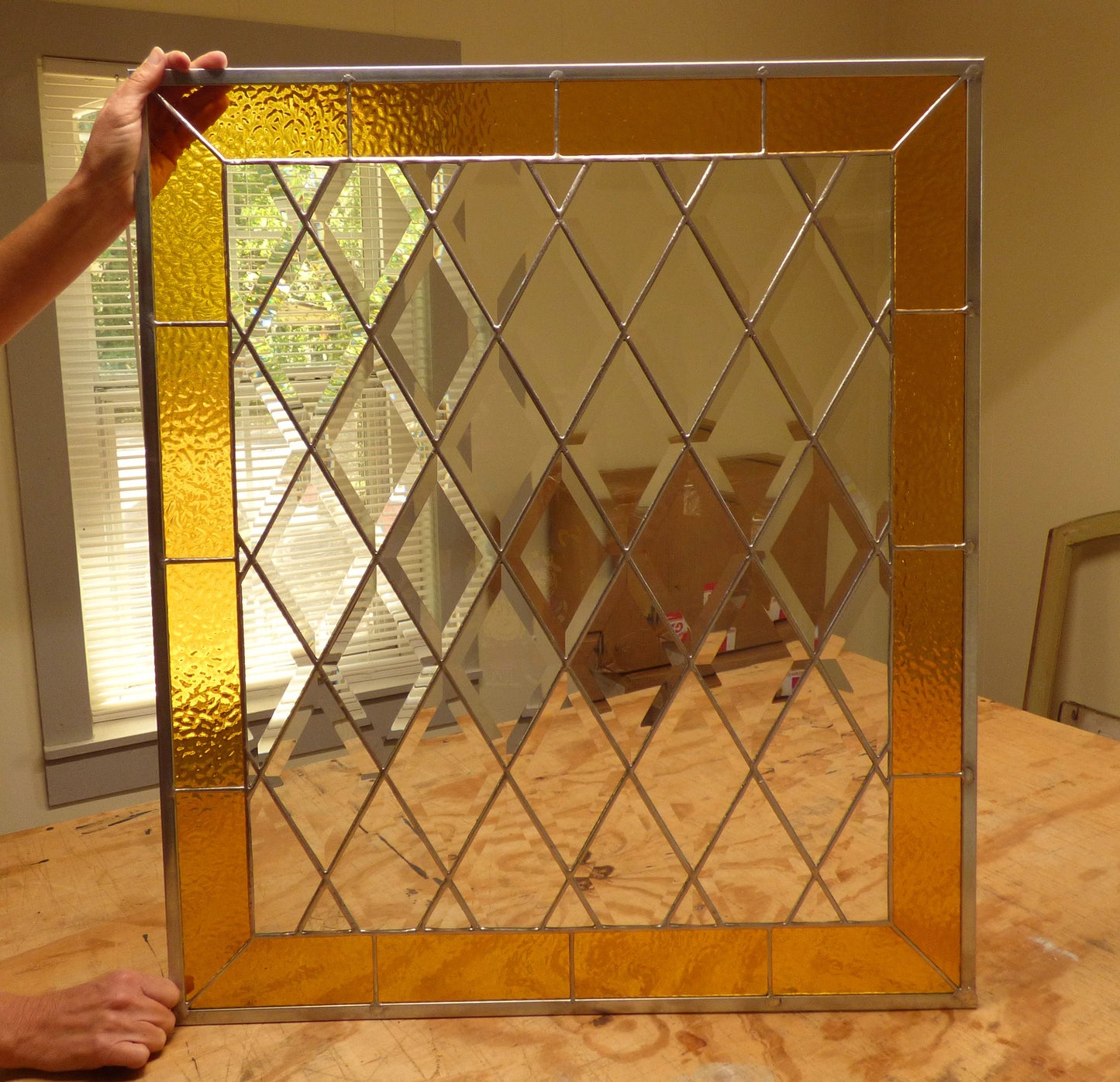 Stained Glass Window / Sidelight / Transom - Diamond Bevel Window