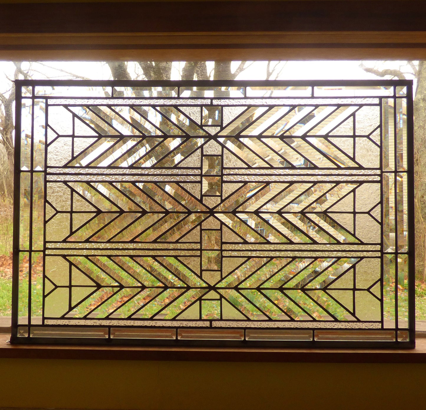 Stained Glass Bevel Transom, Sidelight or Window - FLW Altered Design