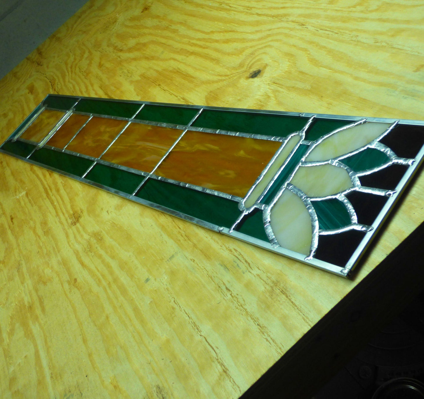 Stained Glass Sidelight - Vintage Flower Column