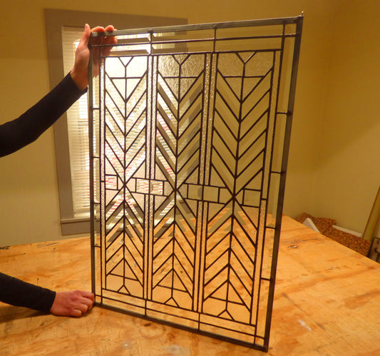 Stained Glass Bevel Transom, Sidelight or Window - FLW Altered Design