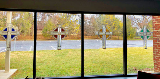 He Has Risen' - Stained Glass Cross Suncatchers - Extra Large