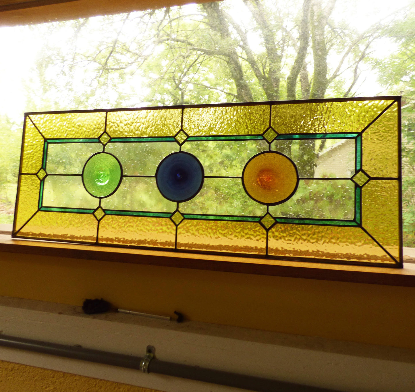 Rondel Stained Glass Transom or Sidelight