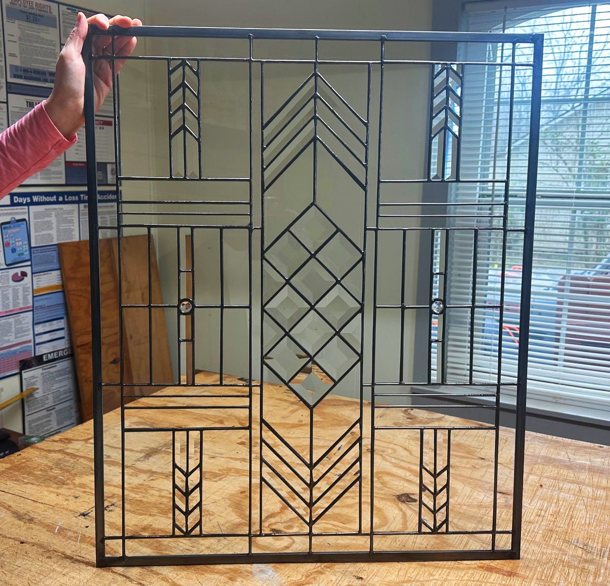 Stained Glass Bevel Transom, Sidelight or Window - FLW Altered Design