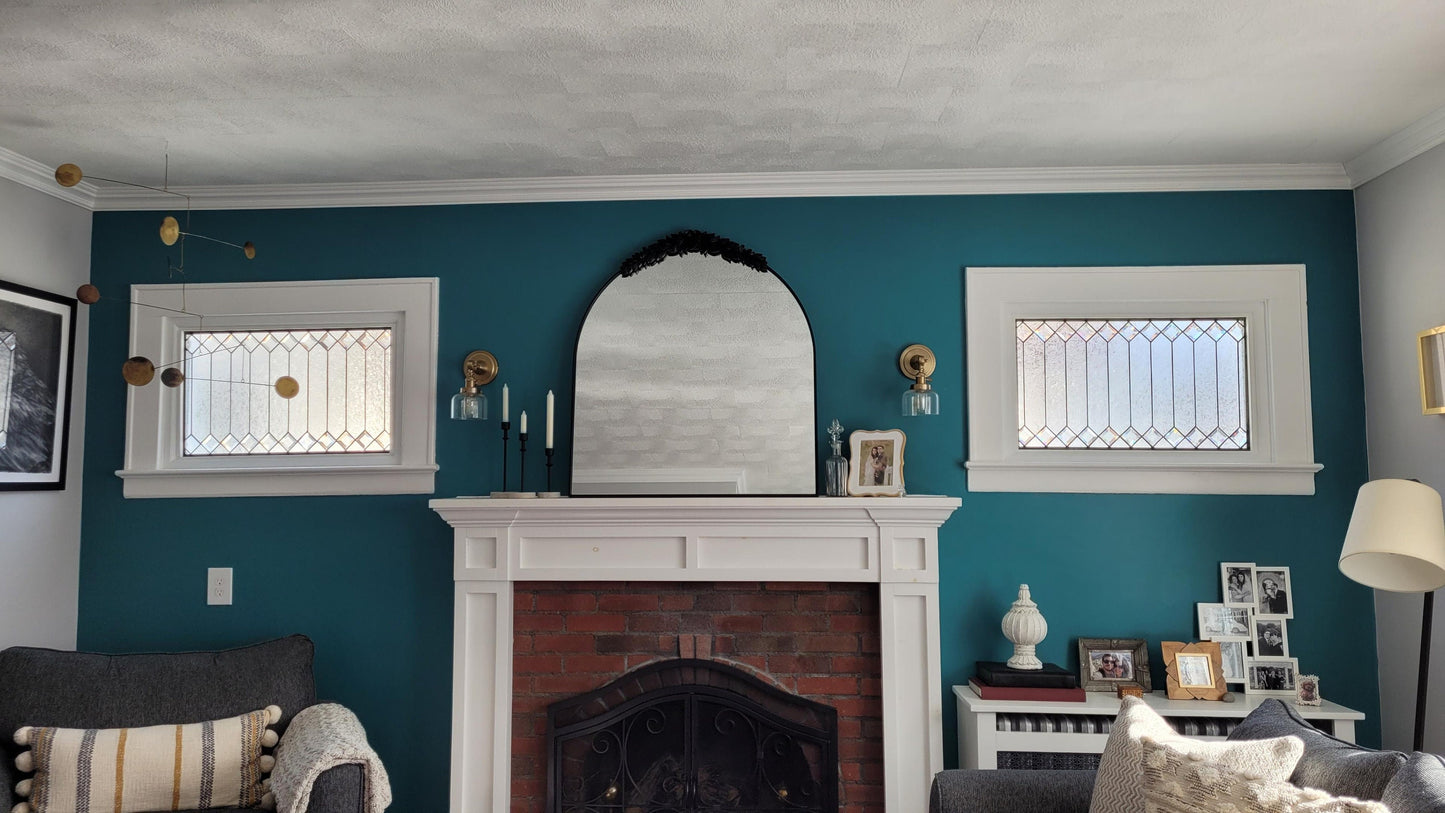 PRE-MADE and ready to SHIP! Stained Glass Transom - Trellis Transom with Border
