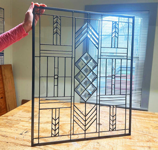 Stained Glass Bevel Transom, Sidelight or Window - FLW Altered Design
