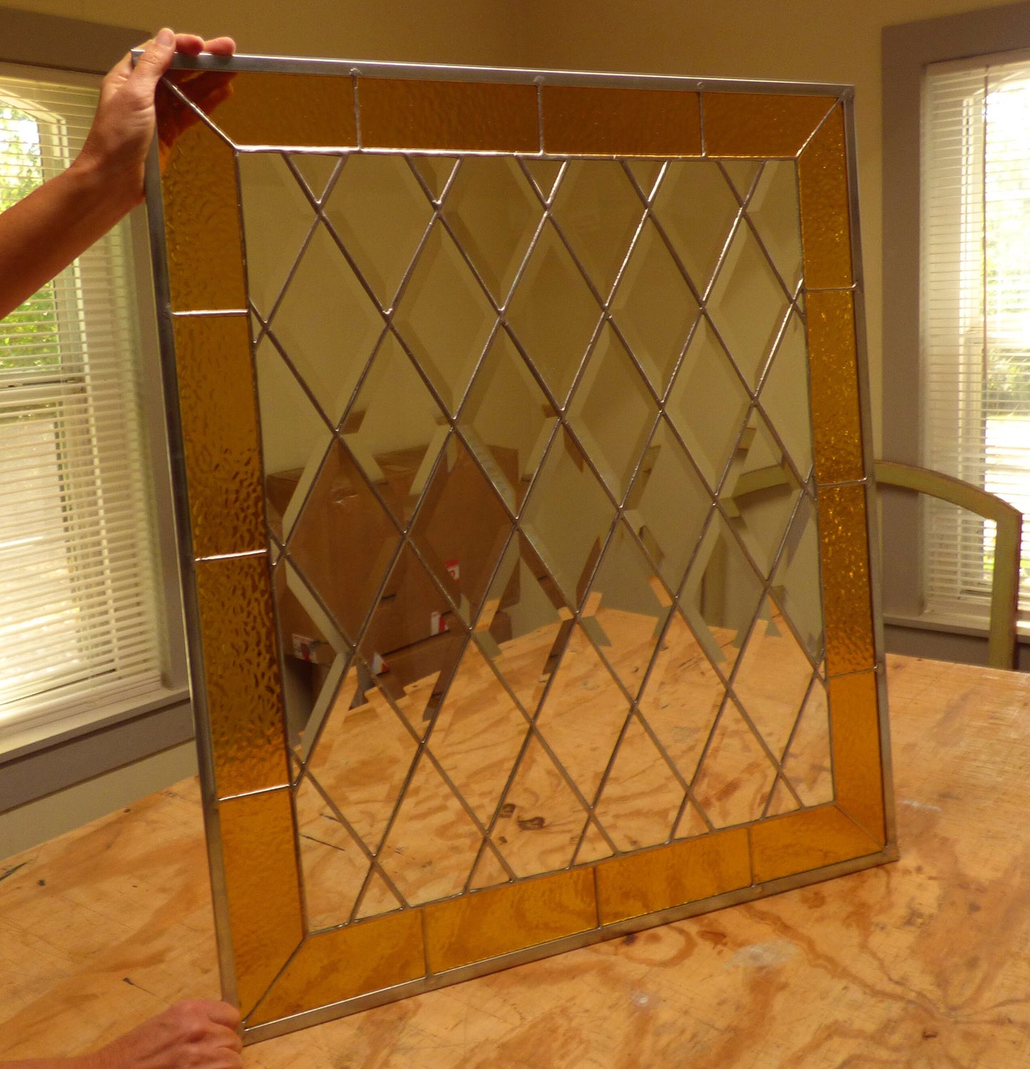 Stained Glass Window / Sidelight / Transom - Diamond Bevel Window
