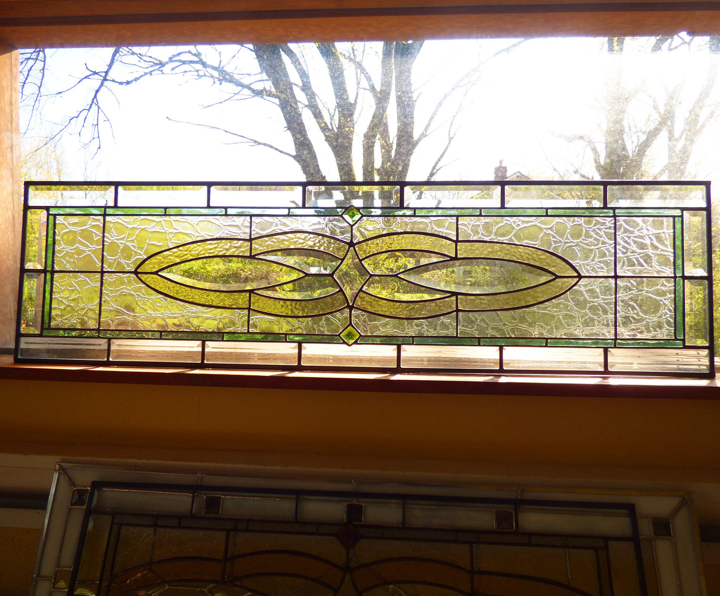 Stained Glass Transom or Sidelight - English Scroll - FREE SHIPPING