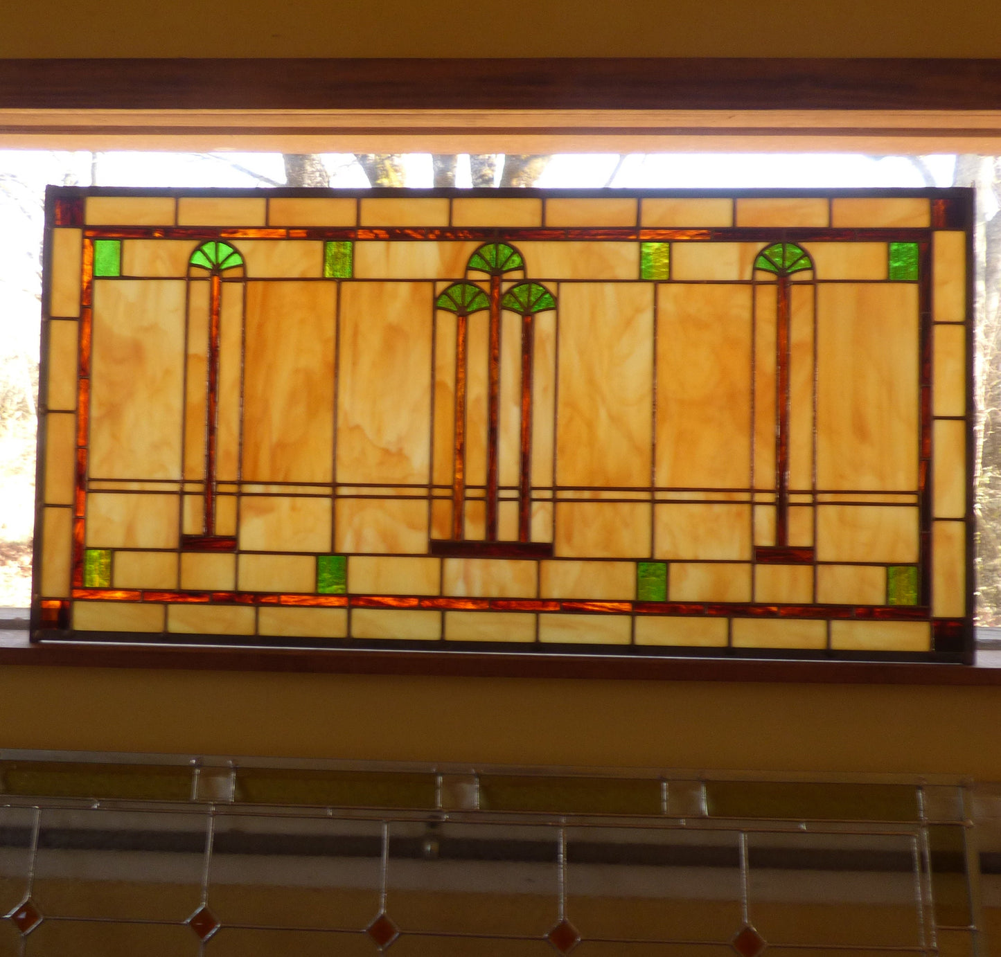 Custom Stained Glass Panel - Transom - Victorian Palm
