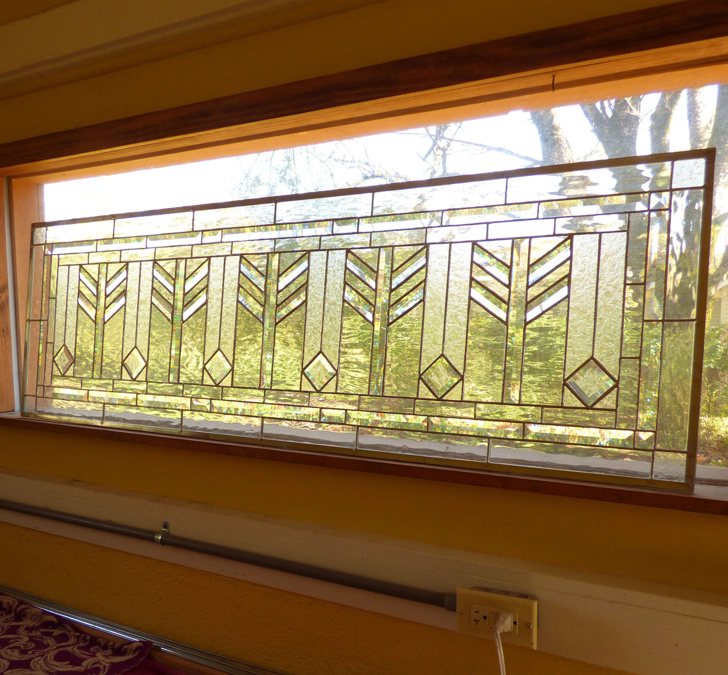 Custom Stained Glass Transom or Sidelight - Wheat Transom 12" or larger