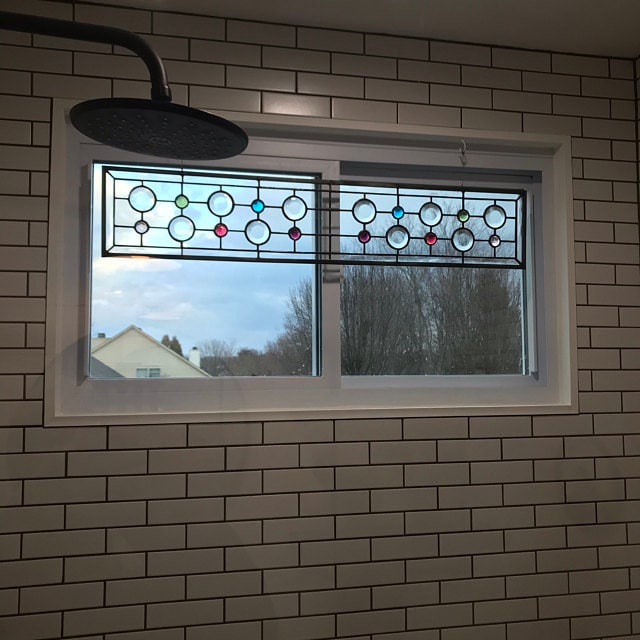 Stained Glass Sidelight / Transom - Circle and Jewel Panel
