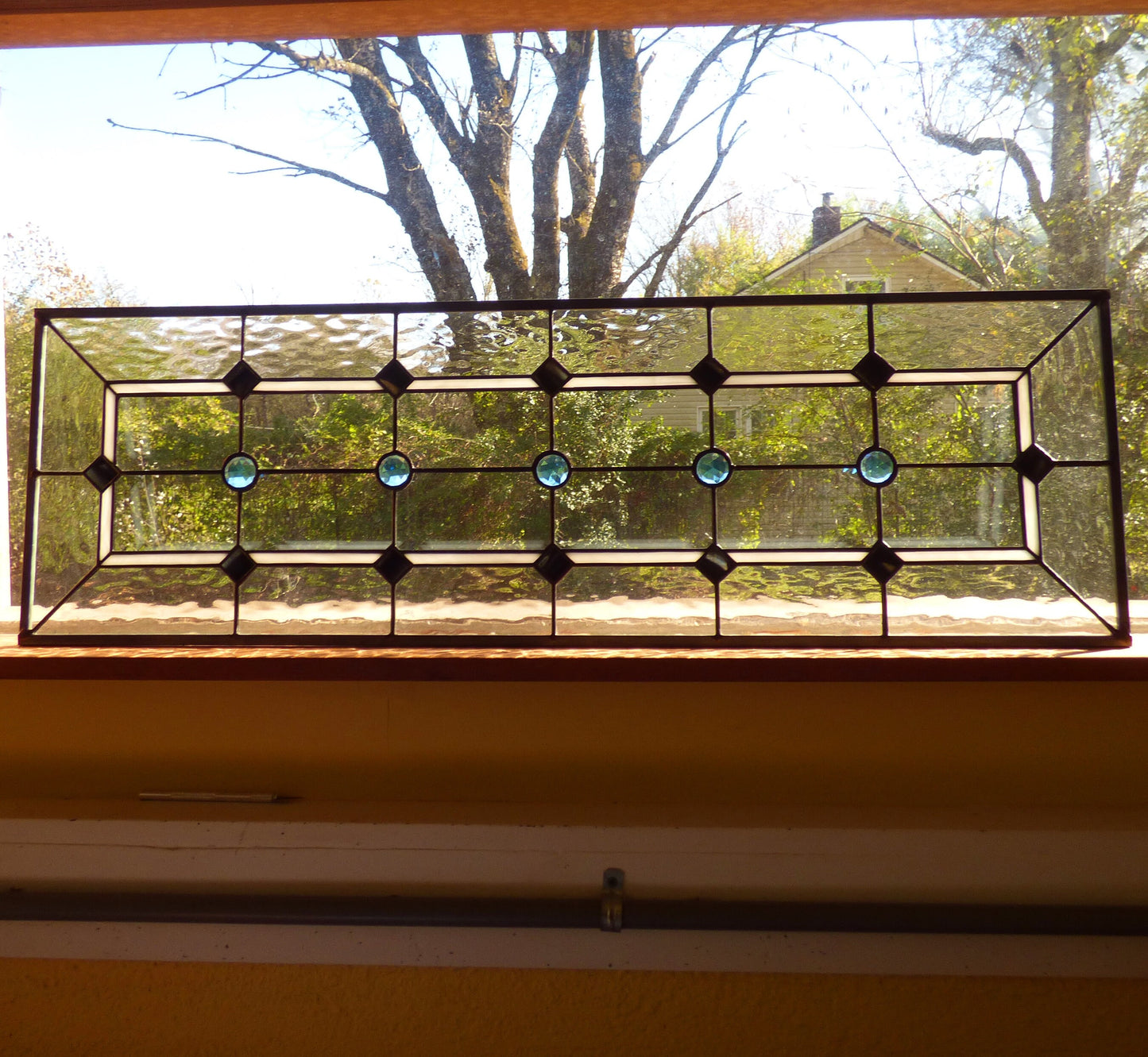 Stained Glass Sidelight or Transom - Vintage Style Sidelights - Black, White, Clear