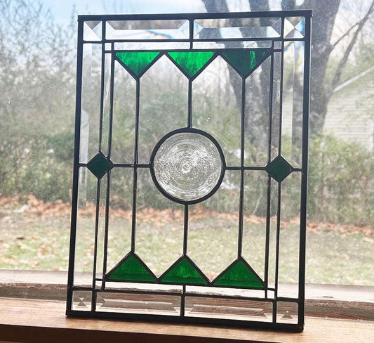 Stained Glass Rondel Panel for Cabinet Door